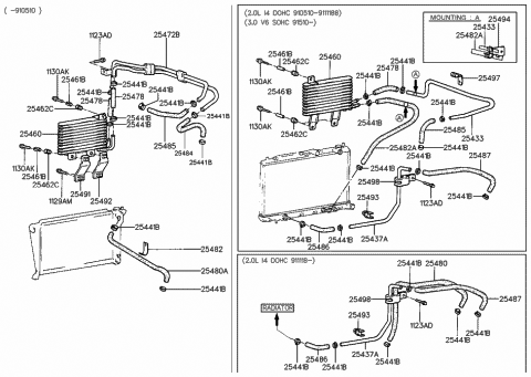 1991 Hyundai Sonata Hose-Oil Cooling Return Diagram for 25483-33301
