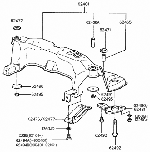 1993 Hyundai Sonata Clamp Assembly-Lower Arm Mounting,RH Diagram for 62481-36000