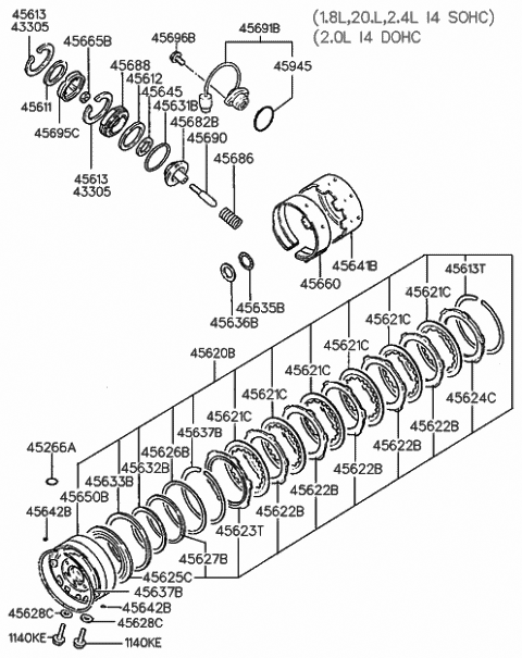 1989 Hyundai Sonata Ring-Snap Diagram for 45613-34032