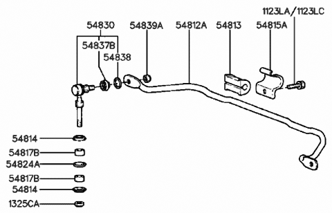 1990 Hyundai Sonata Bush-Stabilizer Bar Diagram for 54813-33200