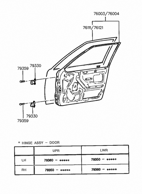 1990 Hyundai Sonata Panel Assembly-Front Door,LH Diagram for 76003-33104