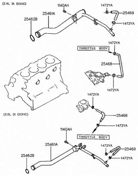 1988 Hyundai Sonata Pipe Assembly-Coolant Diagram for 25461-33104