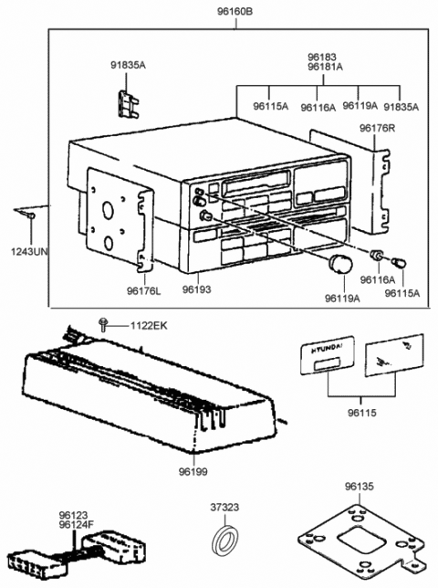 1991 Hyundai Sonata Wire-EXTENTION Head Module & Amplifier Diagram for 96123-33100