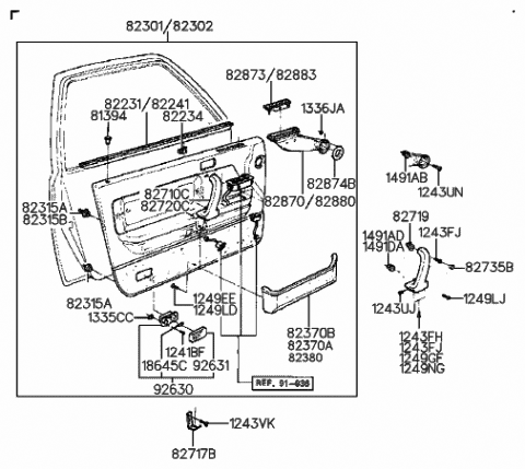 1988 Hyundai Sonata Handle Assembly-Door Grip,LH Diagram for 82710-33100-AQ