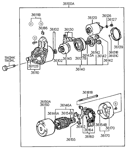 1991 Hyundai Sonata Clamp-Starter Diagram for 36186-35020