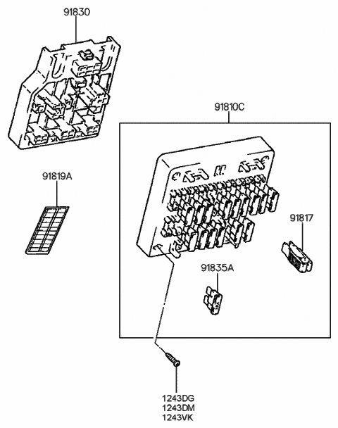 1991 Hyundai Sonata Label-Fuse Box Cover Diagram for 91819-33000