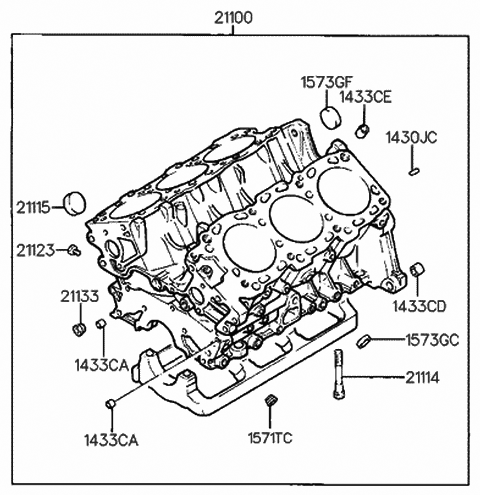 1992 Hyundai Sonata Cylinder Block (I4) Diagram 1