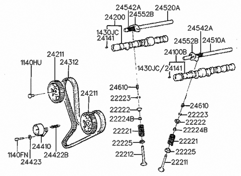 1989 Hyundai Sonata Arm Assembly-Tensioner Diagram for 24840-33100