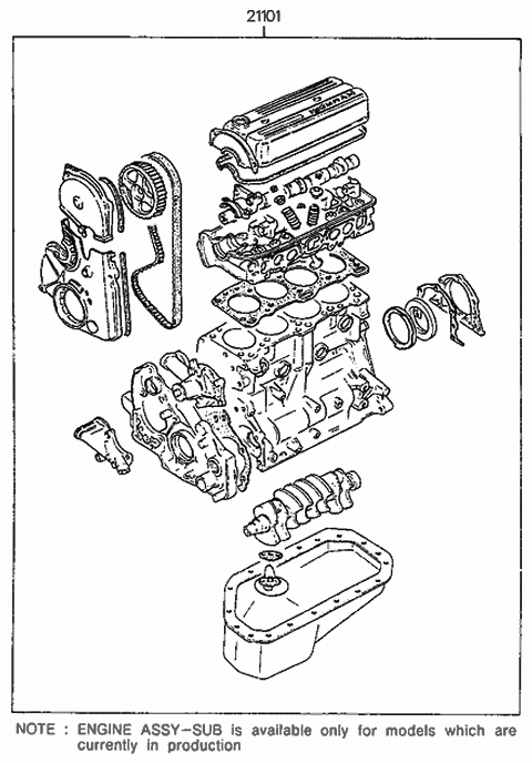 1992 Hyundai Sonata Sub Engine Assy (I4,SOHC) Diagram 2