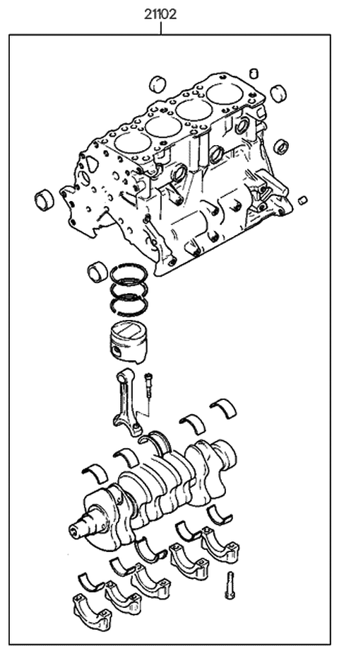 1991 Hyundai Sonata Short Engine Assy (I4) Diagram 1