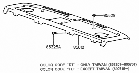 1991 Hyundai Sonata Rear Package Tray Diagram