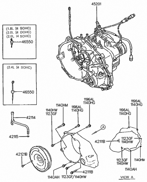 1993 Hyundai Sonata Tube-Oil Filler Diagram for 42114-37011