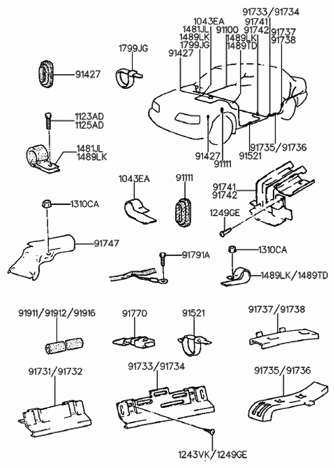 1991 Hyundai Sonata Clip-Strap Diagram for 91521-21000