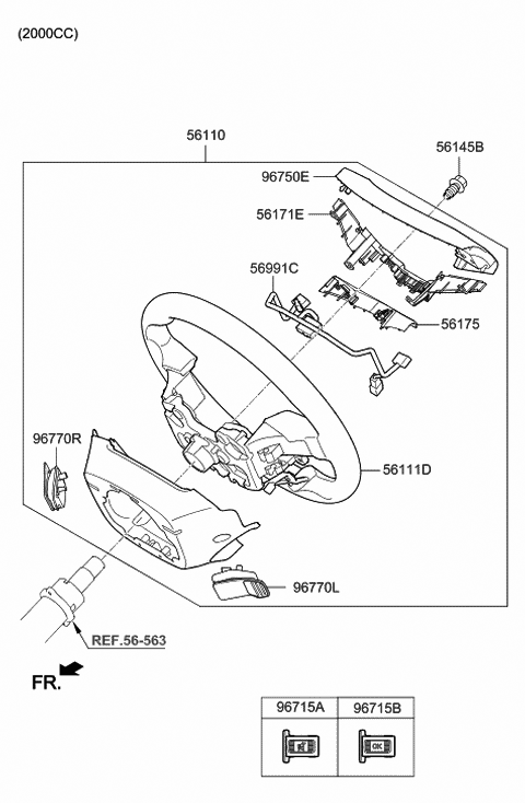 2016 Hyundai Sonata Steering Wheel Assembly Diagram for 56100-C2810-TGG