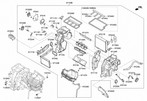 2016 Hyundai Sonata Case-Heater & Evaporator,Lower Diagram for 97136-C2000