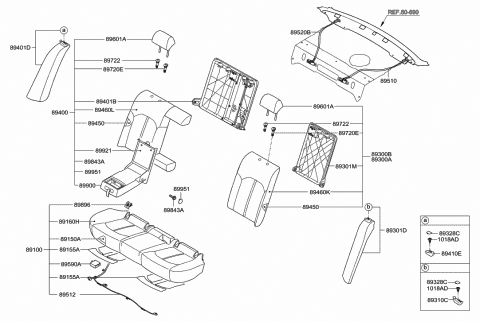 2016 Hyundai Sonata 2Nd Back Seat Cover Assembly, Right Diagram for 89460-C2000-SMH