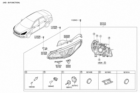 2017 Hyundai Sonata Lamp Halogen Headlight Replacement Diagram for 92102-C2000