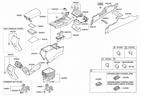 2017 Hyundai Sonata Air Ventilator Assembly-Console Diagram for 97040-C2000-TRY