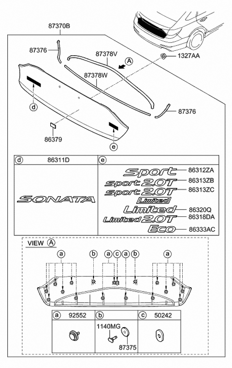 2016 Hyundai Sonata Sealing Pad-Back Panel MOULDIN Diagram for 87379-C1000