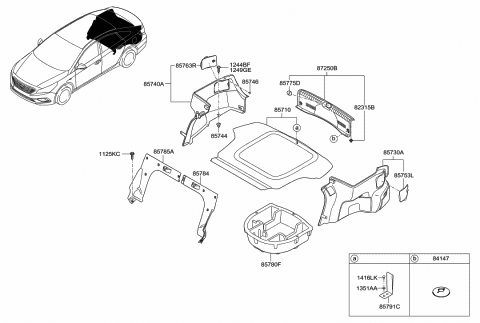 2015 Hyundai Sonata Trim Assembly-Rear Transverse Diagram for 85770-C2000-TRY