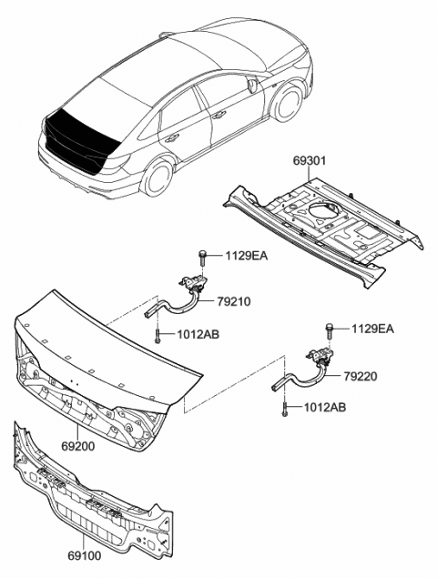 2015 Hyundai Sonata Panel Assembly-Back Diagram for 69100-C2000