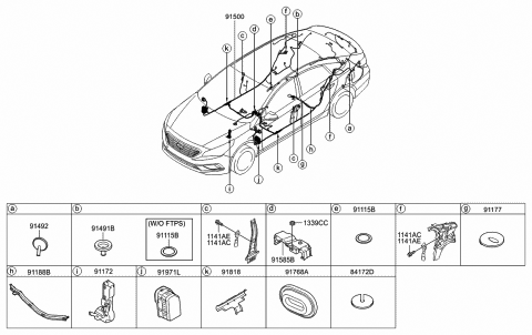 2015 Hyundai Sonata Wiring Assembly-Floor Diagram for 91500-C2233