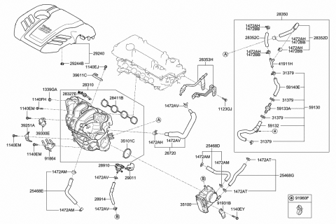 2017 Hyundai Sonata Hose Assembly-Vacuum Diagram for 59132-C2450