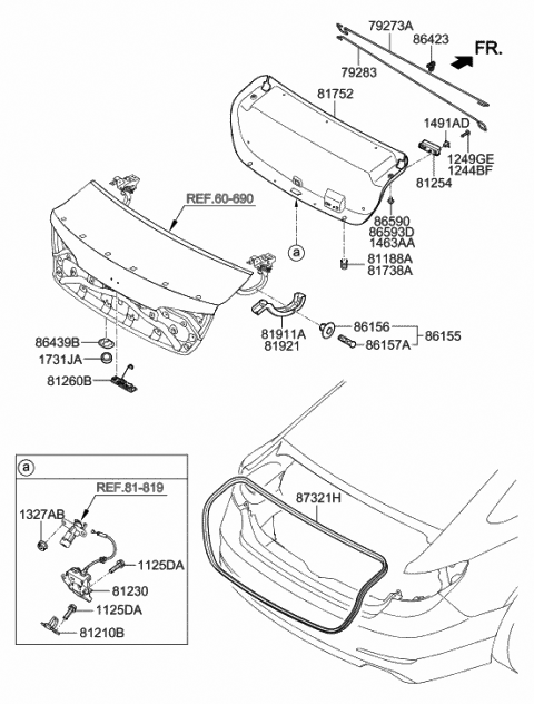 2015 Hyundai Sonata Trim Trunk Lid Diagram for 81752-C2000-TRY