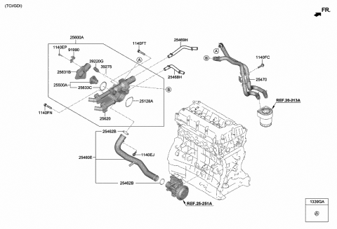 2016 Hyundai Sonata Tube Assembly-Oil Cooler Diagram for 25470-2GGA0