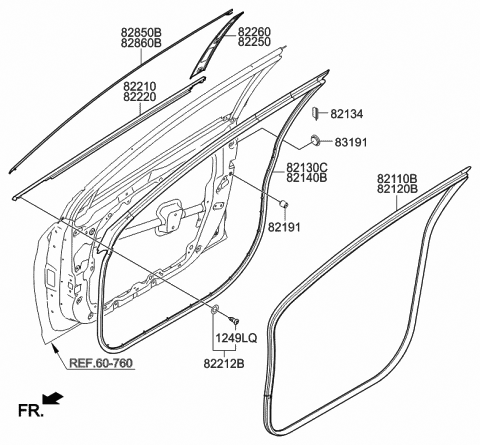 2016 Hyundai Sonata Weatherstrip-Front Door Body Side RH Diagram for 82120-C1001-TRY