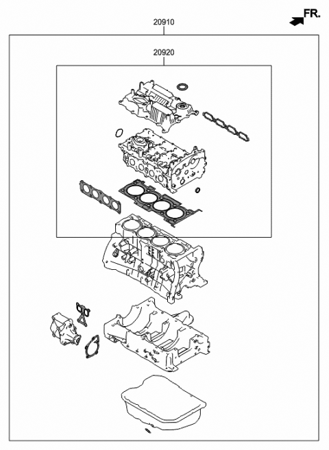 2015 Hyundai Sonata Gasket Kit-Engine Overhaul Upper Diagram for 20920-2BU02
