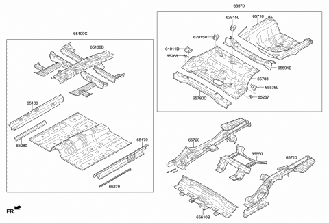 2016 Hyundai Sonata Member Assembly-Rear Floor Side,LH Diagram for 65710-C2001