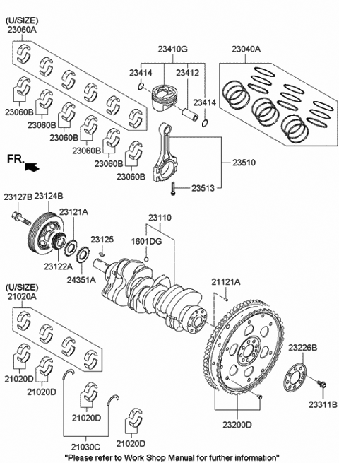 2012 Hyundai Azera Piston & Pin & Snap Ring Assembly Diagram for 23041-3CZP0