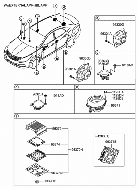 2013 Hyundai Azera Front Center Speaker Assembly Diagram for 96330-3V100