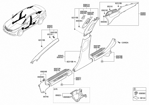 2011 Hyundai Azera Trim Assembly-Cowl Side RH Diagram for 85824-3V000-RY