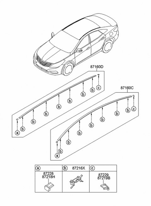Right Genuine Hyundai 87220-3K000 Roof Molding Assembly Right Genuine Hyundai 87220-3K000 Roof Molding Assembly