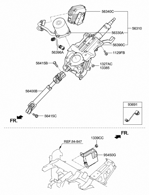 2013 Hyundai Azera Switch Assembly-Tilt & Tele Diagram for 93691-3V000