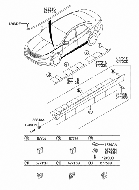 2014 Hyundai Azera Garnish Assembly-Fender RH Diagram for 87772-3V100