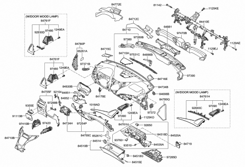 2013 Hyundai Azera Cover Assembly-Glove Box Upper Diagram for 84540-3V005-YDA