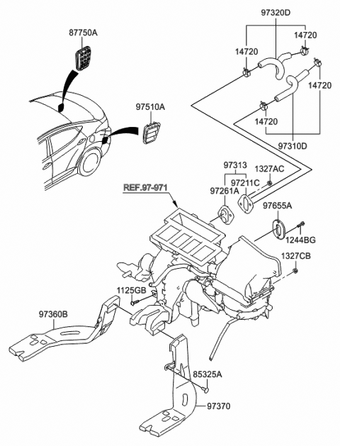 2013 Hyundai Elantra Heater System-Duct & Hose Diagram