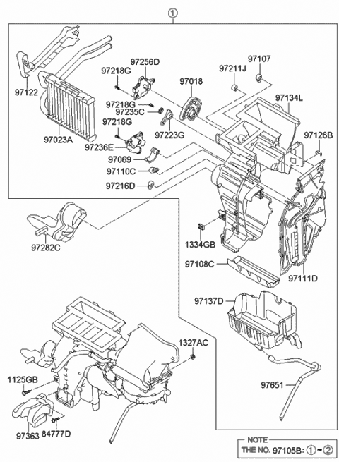 2013 Hyundai Elantra Case-Heater & Evaporator,LH Diagram for 97134-3X100