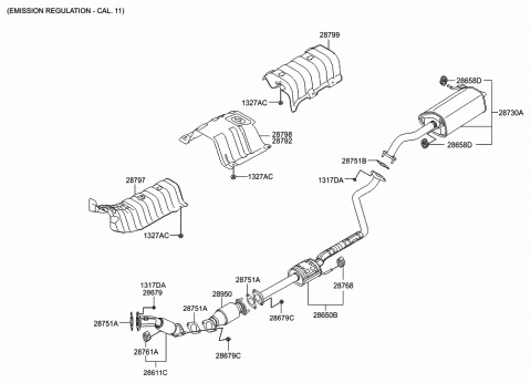 2013 Hyundai Elantra Muffler & Exhaust Pipe Diagram 2