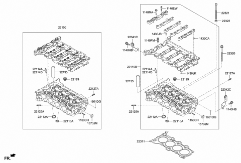 2013 Hyundai Elantra Head Assembly-Cylinder Diagram for 22100-2E020