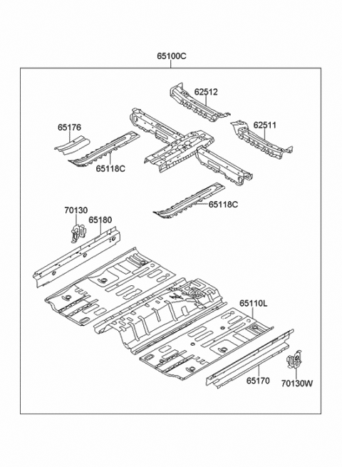 2011 Hyundai Elantra Panel Assembly-Floor,Center Diagram for 65100-3Y000