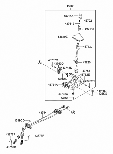 2013 Hyundai Elantra Shift Lever Control (MTM) Diagram