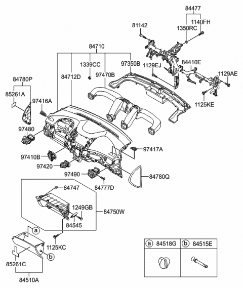 2012 Hyundai Elantra Cover Assembly-Crash Pad Main Side,LH Diagram for 84780-3Y200-YDA