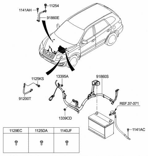 2010 Hyundai Santa Fe Wiring Harness-Battery POSITIV Diagram for 91851-0W000