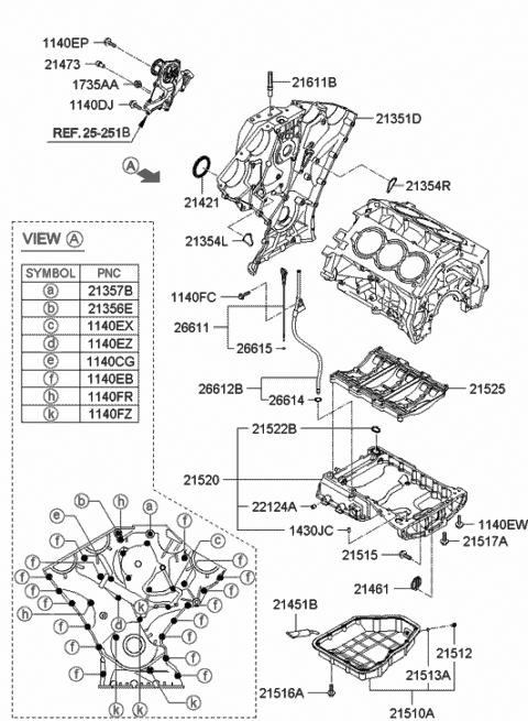 2010 Hyundai Santa Fe Pan Assembly-Engine Oil,Lower Diagram for 21510-3C150