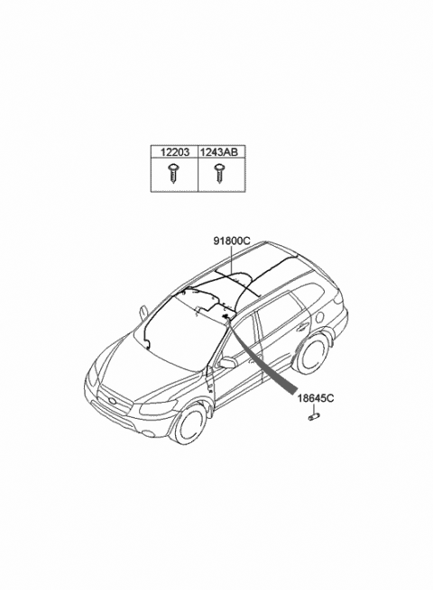 2009 Hyundai Santa Fe Wiring Assembly-Roof Diagram for 91805-0W110