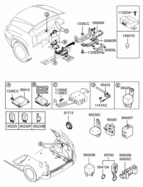 Complete-Console Floor Switch Diagram for 93300-S8DT0-SSV